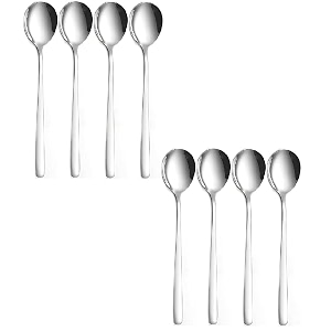 silver plated stainless steel 8pcs round dinner spoons for soup grainmilkdessertteacoffee dinner setsilver