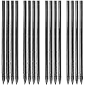Besitu 16 inches Ground Rebar Stakes (16 pcs) Heavy Duty Metal Spikes for Concrete Timber Garden Plant, Long Straight Steel Stakes for Tent, 3/8" Thickness Ground Anchors with Chisel Point End, Black