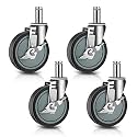 Besitu 5 inches Stem Casters for Wire Shelving Racks, Heavy Duty Wheels with Brake Set of 4 Swivel Casters Scaffolding Wheel Replacement (.864" x 2-3/16")