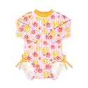 BesserBay Baby Girl Swimsuit UPF 50+ Long Sleeve Zipper Snaps Bottom One Piece Rash Guard 0-36 Months