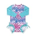 BesserBay Baby Girl Swimsuit UPF 50+ Long Sleeve Zipper Snaps Bottom One Piece Rash Guard 0-36 Months