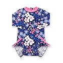 BesserBay Baby Girl Swimsuit UPF 50+ Long Sleeve Zipper Snaps Bottom One Piece Rash Guard 0-36 Months