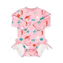 BesserBay Baby Girl Swimsuit UPF 50+ Long Sleeve Zipper Snaps Bottom One Piece Rash Guard 0-36 Months