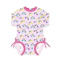 BesserBay Baby Girl Swimsuit UPF 50+ Long Sleeve Zipper Snaps Bottom One Piece Rash Guard 0-36 Months