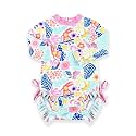 BesserBay Baby Girl Swimsuit UPF 50+ Long Sleeve Zipper Snaps Bottom One Piece Rash Guard 0-36 Months