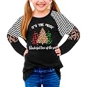 BesserBay Girls Christmas Raglan Shirt Casual Leopard Stripe Patchwork Tunic Top 4-14 Years