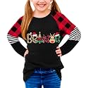 BesserBay Girls Christmas Raglan Shirt Casual Leopard Stripe Patchwork Tunic Top 4-14 Years