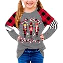BesserBay Girls Christmas Raglan Shirt Casual Leopard Stripe Patchwork Tunic Top 4-14 Years