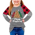 BesserBay Girls Christmas Raglan Shirt Casual Leopard Stripe Patchwork Tunic Top 4-14 Years