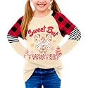 BesserBay Girls Christmas Raglan Shirt Casual Leopard Stripe Patchwork Tunic Top 4-14 Years