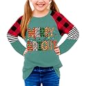 BesserBay Girls Christmas Raglan Shirt Casual Leopard Stripe Patchwork Tunic Top 4-14 Years