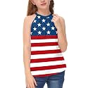 BesserBay Girls Summer Back Button Halter Neck Tank Top Cold Shoulder Casual Blouse Pleated Sleeveless Shirts 5-14 Years