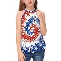 BesserBay Girls Summer Back Button Halter Neck Tank Top Cold Shoulder Casual Blouse Pleated Sleeveless Shirts 5-14 Years