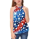 BesserBay Girls Summer Back Button Halter Neck Tank Top Cold Shoulder Casual Blouse Pleated Sleeveless Shirts 5-14 Years