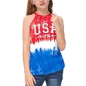 BesserBay Girls Summer Back Button Halter Neck Tank Top Cold Shoulder Casual Blouse Pleated Sleeveless Shirts 5-14 Years