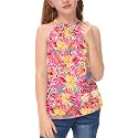 BesserBay Girls Summer Back Button Halter Neck Tank Top Cold Shoulder Casual Blouse Pleated Sleeveless Shirts 5-14 Years