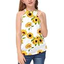 BesserBay Girls Summer Back Button Halter Neck Tank Top Cold Shoulder Casual Blouse Pleated Sleeveless Shirts 5-14 Years