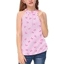 BesserBay Girls Summer Back Button Halter Neck Tank Top Cold Shoulder Casual Blouse Pleated Sleeveless Shirts 5-14 Years