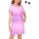 BesserBay Girls Swim Cover Up Beach Bathing Suit Coverups for Swimwear Zip-Up Terry Cloth Robes with Sunglasses 6-14 Years