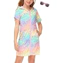 BesserBay Girls Swim Cover Up Beach Bathing Suit Coverups for Swimwear Zip-Up Terry Cloth Robes with Sunglasses 6-14 Years