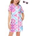 BesserBay Girls Swim Cover Up Beach Bathing Suit Coverups for Swimwear Zip-Up Terry Cloth Robes with Sunglasses 6-14 Years