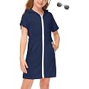 BesserBay Girls Swim Cover Up Beach Bathing Suit Coverups for Swimwear Zip-Up Terry Cloth Robes with Sunglasses 6-14 Years