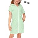 BesserBay Girls Swim Cover Up Beach Bathing Suit Coverups for Swimwear Zip-Up Terry Cloth Robes with Sunglasses 6-14 Years