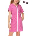 BesserBay Girls Swim Cover Up Beach Bathing Suit Coverups for Swimwear Zip-Up Terry Cloth Robes with Sunglasses 6-14 Years