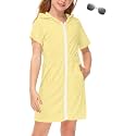 BesserBay Girls Swim Cover Up Beach Bathing Suit Coverups for Swimwear Zip-Up Terry Cloth Robes with Sunglasses 6-14 Years