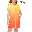 BesserBay Girls Swim Cover Up Beach Bathing Suit Coverups for Swimwear Zip-Up Terry Cloth Robes with Sunglasses 6-14 Years
