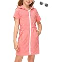 BesserBay Girls Swim Cover Up Beach Bathing Suit Coverups for Swimwear Zip-Up Terry Cloth Robes with Sunglasses 6-14 Years
