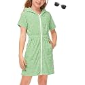 BesserBay Girls Swim Cover Up Beach Bathing Suit Coverups for Swimwear Zip-Up Terry Cloth Robes with Sunglasses 6-14 Years