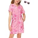 BesserBay Girls Swim Cover Up Beach Bathing Suit Coverups for Swimwear Zip-Up Terry Cloth Robes with Sunglasses 6-14 Years