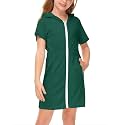 BesserBay Girls Swim Cover Up Beach Bathing Suit Coverups for Swimwear Zip-Up Terry Cloth Robes with Sunglasses 6-14 Years