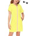 BesserBay Girls Swim Cover Up Beach Bathing Suit Coverups for Swimwear Zip-Up Terry Cloth Robes with Sunglasses 6-14 Years