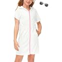 BesserBay Girls Swim Cover Up Beach Bathing Suit Coverups for Swimwear Zip-Up Terry Cloth Robes with Sunglasses 6-14 Years