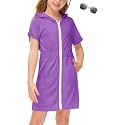BesserBay Girls Swim Cover Up Beach Bathing Suit Coverups for Swimwear Zip-Up Terry Cloth Robes with Sunglasses 6-14 Years