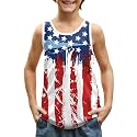 BesserBay Unisex Kid's 4th of July Tank Top American Flag Patriotic Sleeveless Shirt 4-14 Years