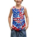 BesserBay Unisex Kid's 4th of July Tank Top American Flag Patriotic Sleeveless Shirt 4-14 Years
