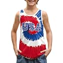 BesserBay Unisex Kid's 4th of July Tank Top American Flag Patriotic Sleeveless Shirt 4-14 Years