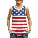 BesserBay Unisex Kid's 4th of July Tank Top American Flag Patriotic Sleeveless Shirt 4-14 Years