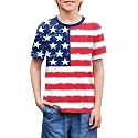 BesserBay Unisex Kids 4th of July American Flag Tee Tie Dye Patriotic Short Sleeve Shirt 6-14 Years