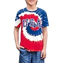 BesserBay Unisex Kids 4th of July American Flag Tee Tie Dye Patriotic Short Sleeve Shirt 6-14 Years