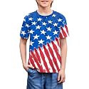 BesserBay Unisex Kids 4th of July American Flag Tee Tie Dye Patriotic Short Sleeve Shirt 6-14 Years