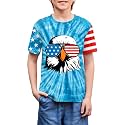 BesserBay Unisex Kids 4th of July American Flag Tee Tie Dye Patriotic Short Sleeve Shirt 6-14 Years