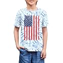 BesserBay Unisex Kids 4th of July American Flag Tee Tie Dye Patriotic Short Sleeve Shirt 6-14 Years