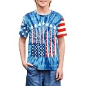 BesserBay Unisex Kids 4th of July American Flag Tee Tie Dye Patriotic Short Sleeve Shirt 6-14 Years