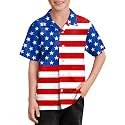 BesserBay Unisex Kids 4th of July Shirt Girls Boys Patriotic Button Down Shirt American Flag Top 4-14 Years