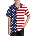 BesserBay Unisex Kids 4th of July Shirt Girls Boys Patriotic Button Down Shirt American Flag Top 4-14 Years