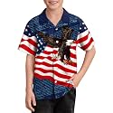 BesserBay Unisex Kids 4th of July Shirt Girls Boys Patriotic Button Down Shirt American Flag Top 4-14 Years